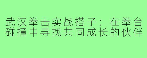 武汉拳击实战搭子：在拳台碰撞中寻找共同成长的伙伴