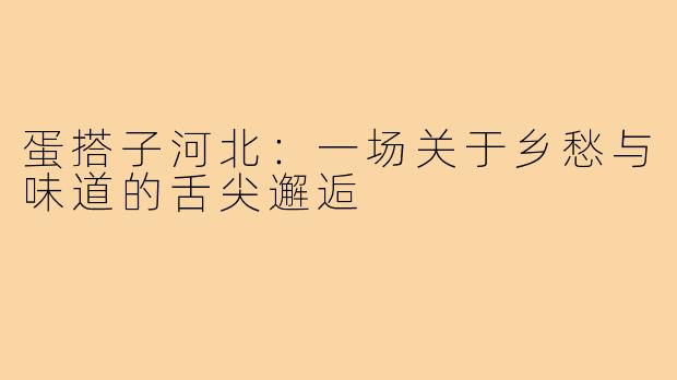蛋搭子河北：一场关于乡愁与味道的舌尖邂逅