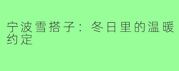 宁波雪搭子：冬日里的温暖约定