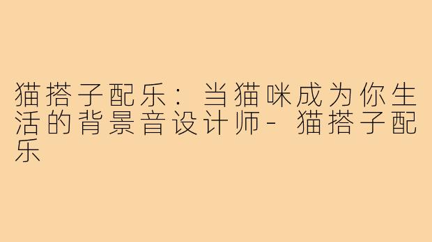 猫搭子配乐：当猫咪成为你生活的背景音设计师-猫搭子配乐