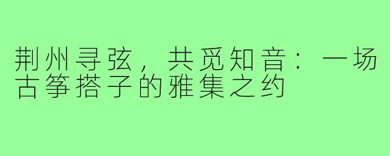 荆州寻弦，共觅知音：一场古筝搭子的雅集之约