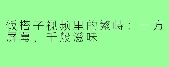 饭搭子视频里的繁峙：一方屏幕，千般滋味