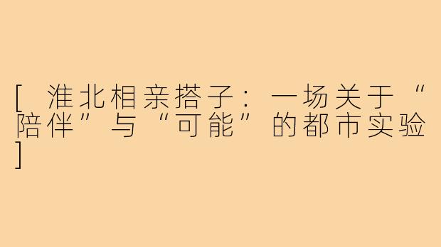 [淮北相亲搭子：一场关于“陪伴”与“可能”的都市实验]