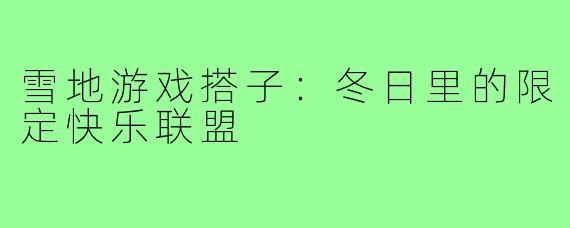 雪地游戏搭子：冬日里的限定快乐联盟