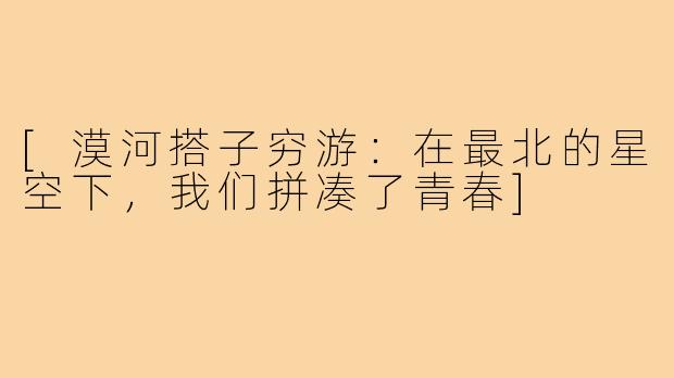 [漠河搭子穷游：在最北的星空下，我们拼凑了青春]