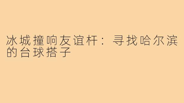冰城撞响友谊杆:寻找哈尔滨的台球搭子