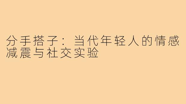 分手搭子：当代年轻人的情感减震与社交实验