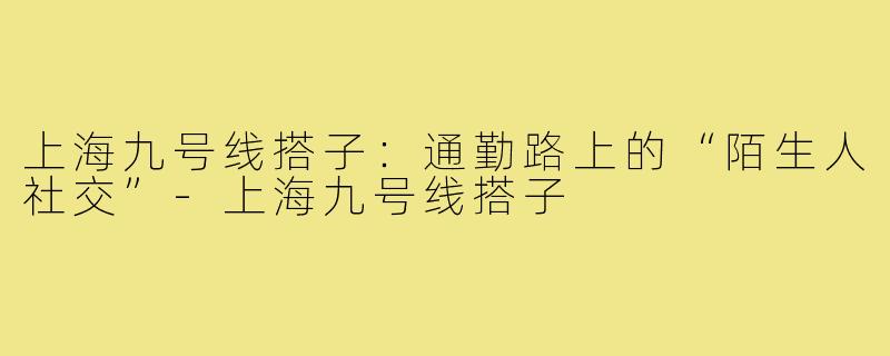 上海九号线搭子：通勤路上的“陌生人社交”-上海九号线搭子