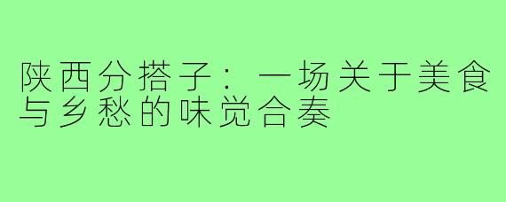 陕西分搭子：一场关于美食与乡愁的味觉合奏