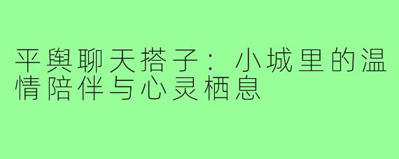 平舆聊天搭子：小城里的温情陪伴与心灵栖息