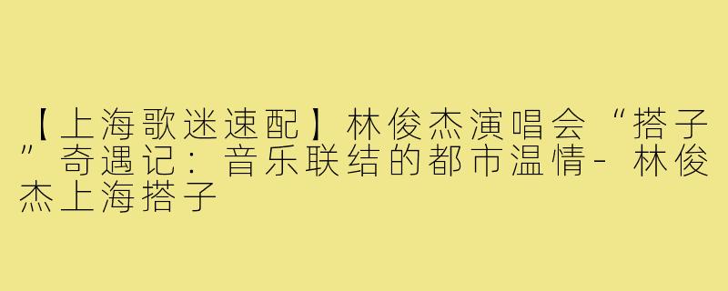 【上海歌迷速配】林俊杰演唱会“搭子”奇遇记：音乐联结的都市温情-林俊杰上海搭子
