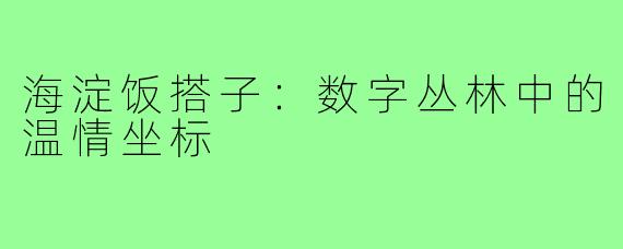 海淀饭搭子：数字丛林中的温情坐标