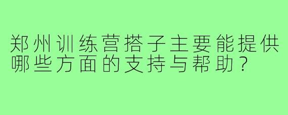 郑州训练营搭子主要能提供哪些方面的支持与帮助?