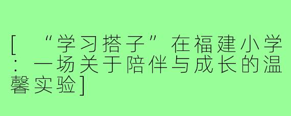 [“学习搭子”在福建小学：一场关于陪伴与成长的温馨实验]