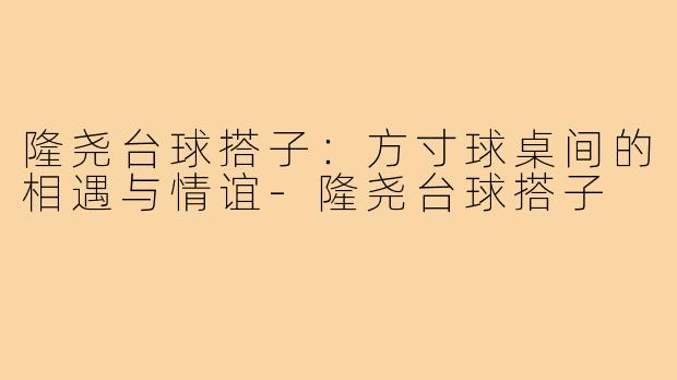 隆尧台球搭子:方寸球桌间的相遇与情谊-隆尧台球搭子