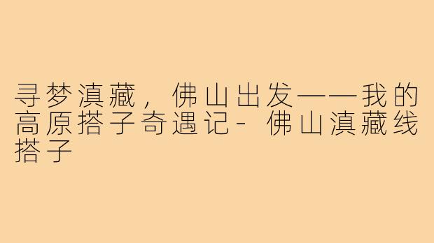 寻梦滇藏,佛山出发——我的高原搭子奇遇记-佛山滇藏线搭子