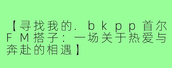【寻找我的.bkpp首尔FM搭子：一场关于热爱与奔赴的相遇】