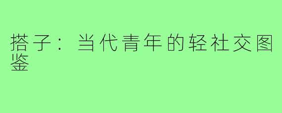 搭子：当代青年的轻社交图鉴