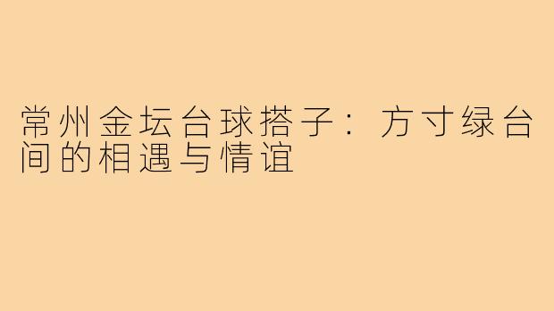 常州金坛台球搭子：方寸绿台间的相遇与情谊