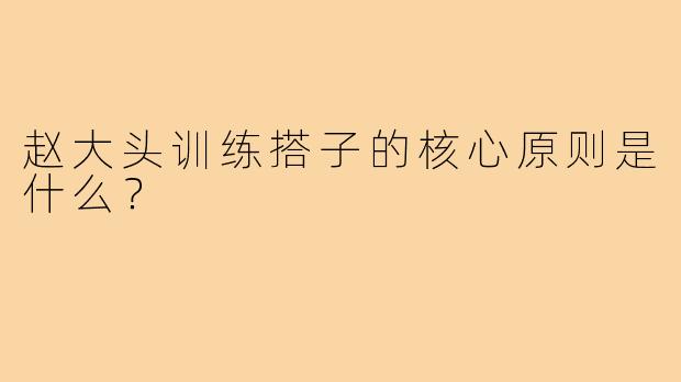 赵大头训练搭子的核心原则是什么？