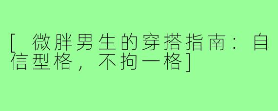 [微胖男生的穿搭指南：自信型格，不拘一格]