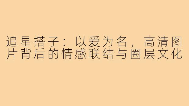 追星搭子：以爱为名，高清图片背后的情感联结与圈层文化