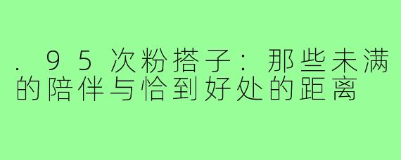 .95次粉搭子：那些未满的陪伴与恰到好处的距离