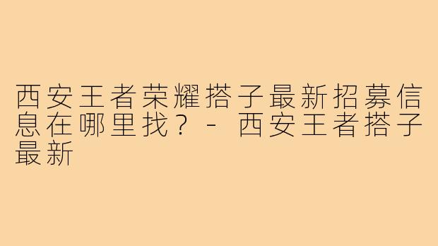西安王者荣耀搭子最新招募信息在哪里找？-西安王者搭子最新