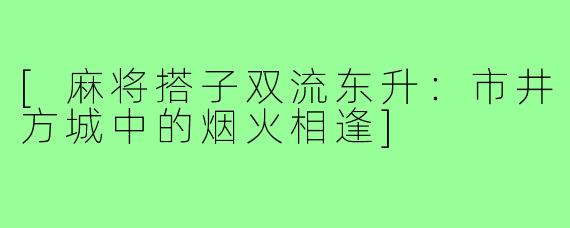 [麻将搭子双流东升：市井方城中的烟火相逢]