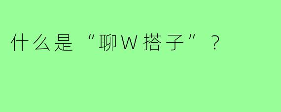 什么是“聊W搭子”？