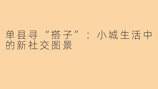 单县寻“搭子”：小城生活中的新社交图景