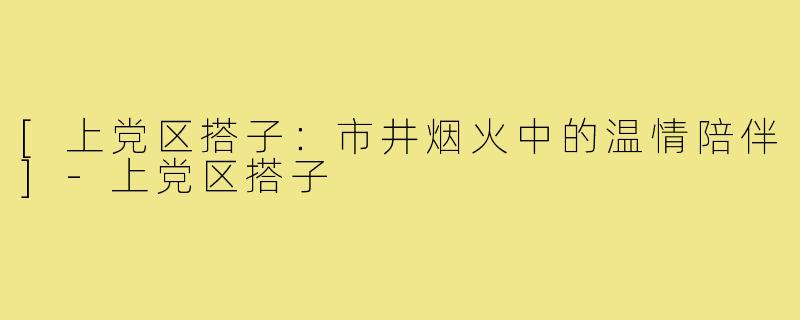 [上党区搭子：市井烟火中的温情陪伴]-上党区搭子