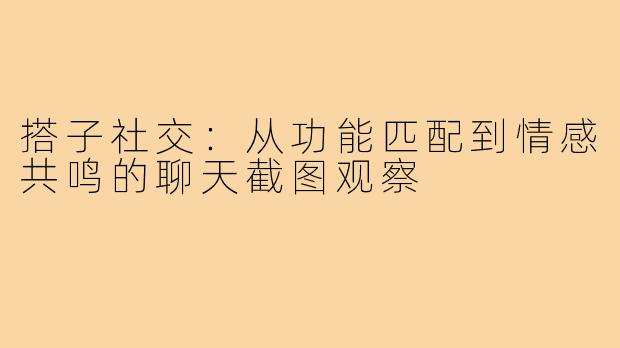 搭子社交：从功能匹配到情感共鸣的聊天截图观察