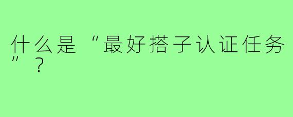 什么是“最好搭子认证任务”？