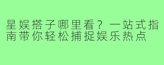 星娱搭子哪里看?一站式指南带你轻松捕捉娱乐热点