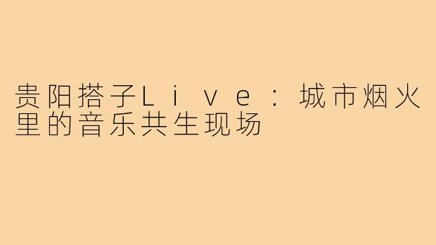 贵阳搭子Live：城市烟火里的音乐共生现场