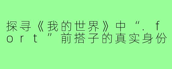 探寻《我的世界》中“.fort”前搭子的真实身份