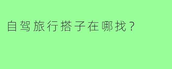 自驾旅行搭子在哪找？