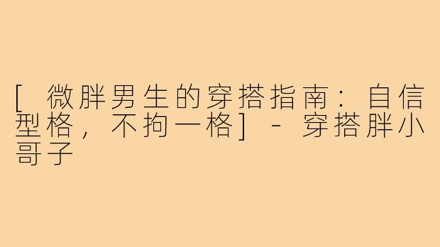 [微胖男生的穿搭指南：自信型格，不拘一格]-穿搭胖小哥子