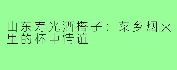 山东寿光酒搭子:菜乡烟火里的杯中情谊