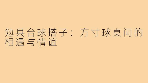 勉县台球搭子：方寸球桌间的相遇与情谊