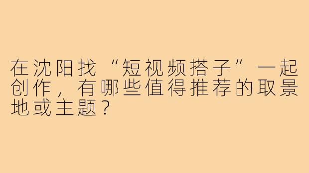 在沈阳找“短视频搭子”一起创作，有哪些值得推荐的取景地或主题？