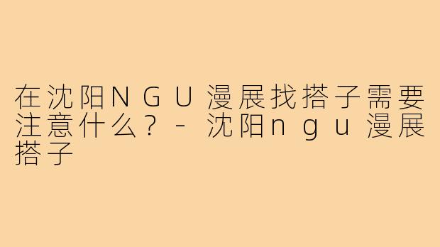 在沈阳NGU漫展找搭子需要注意什么?-沈阳ngu漫展搭子