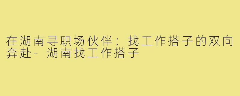 在湖南寻职场伙伴：找工作搭子的双向奔赴-湖南找工作搭子