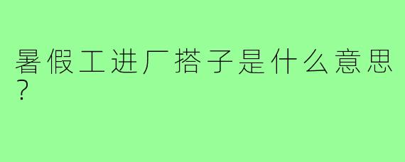 暑假工进厂搭子是什么意思？