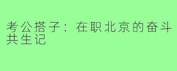 考公搭子:在职北京的奋斗共生记