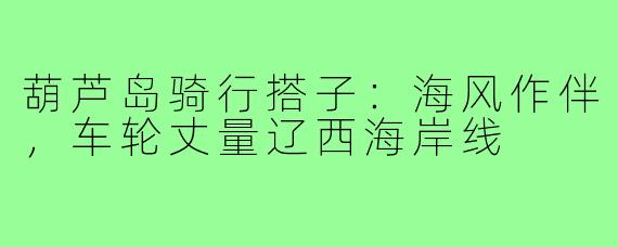 葫芦岛骑行搭子：海风作伴，车轮丈量辽西海岸线