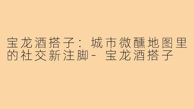 宝龙酒搭子：城市微醺地图里的社交新注脚-宝龙酒搭子