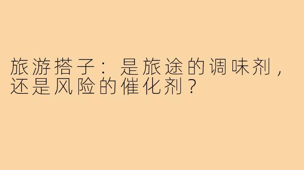 旅游搭子：是旅途的调味剂，还是风险的催化剂？