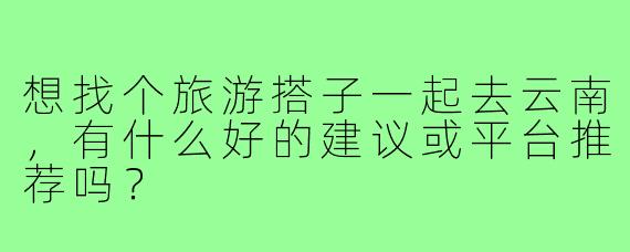 想找个旅游搭子一起去云南，有什么好的建议或平台推荐吗？